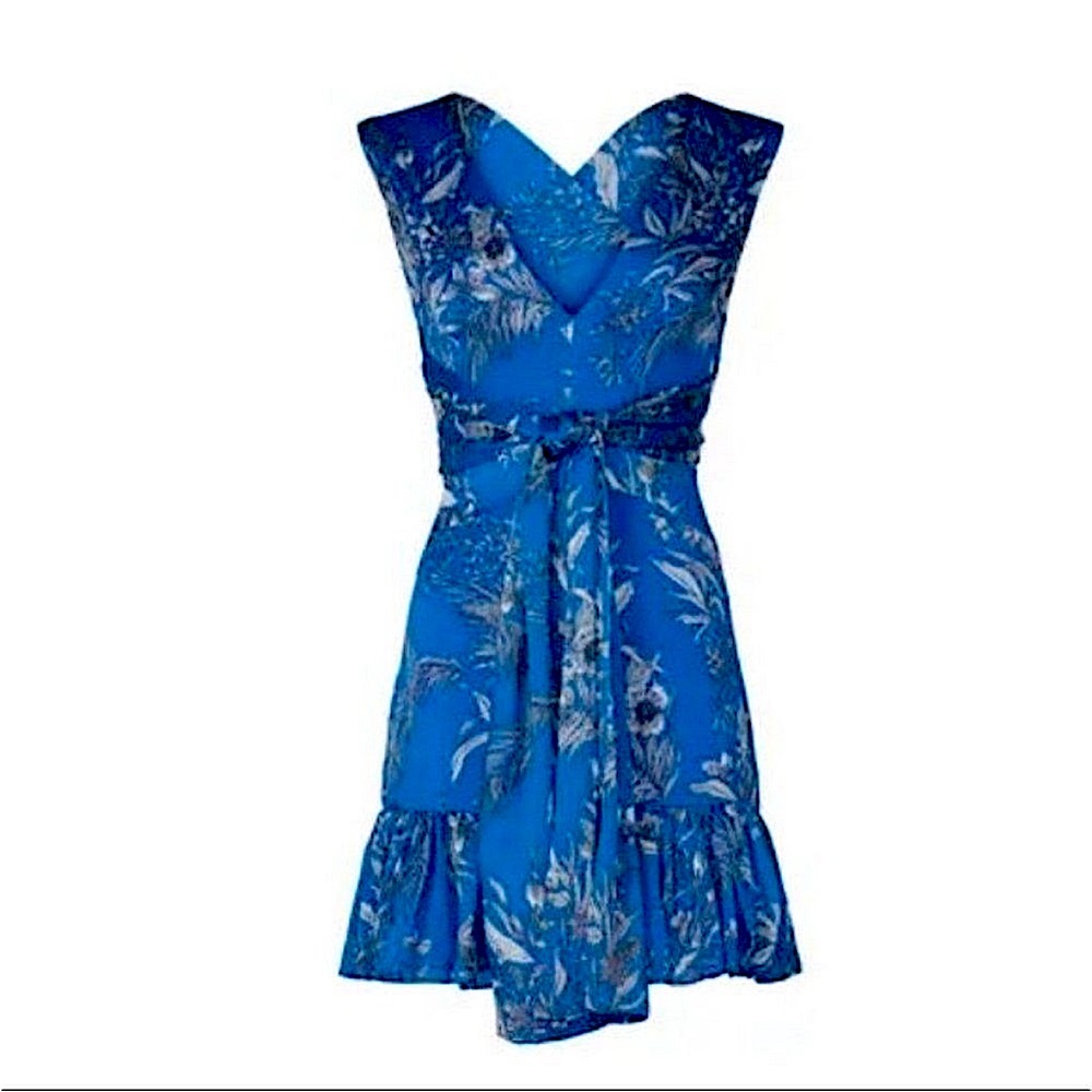 Alexis Cascara Blue Floral Print Chiffon Mini
Vacation Dress Size XS